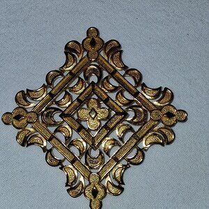 Vintage 1960s Signed Trifari Crown Floral Goldtone Brooch